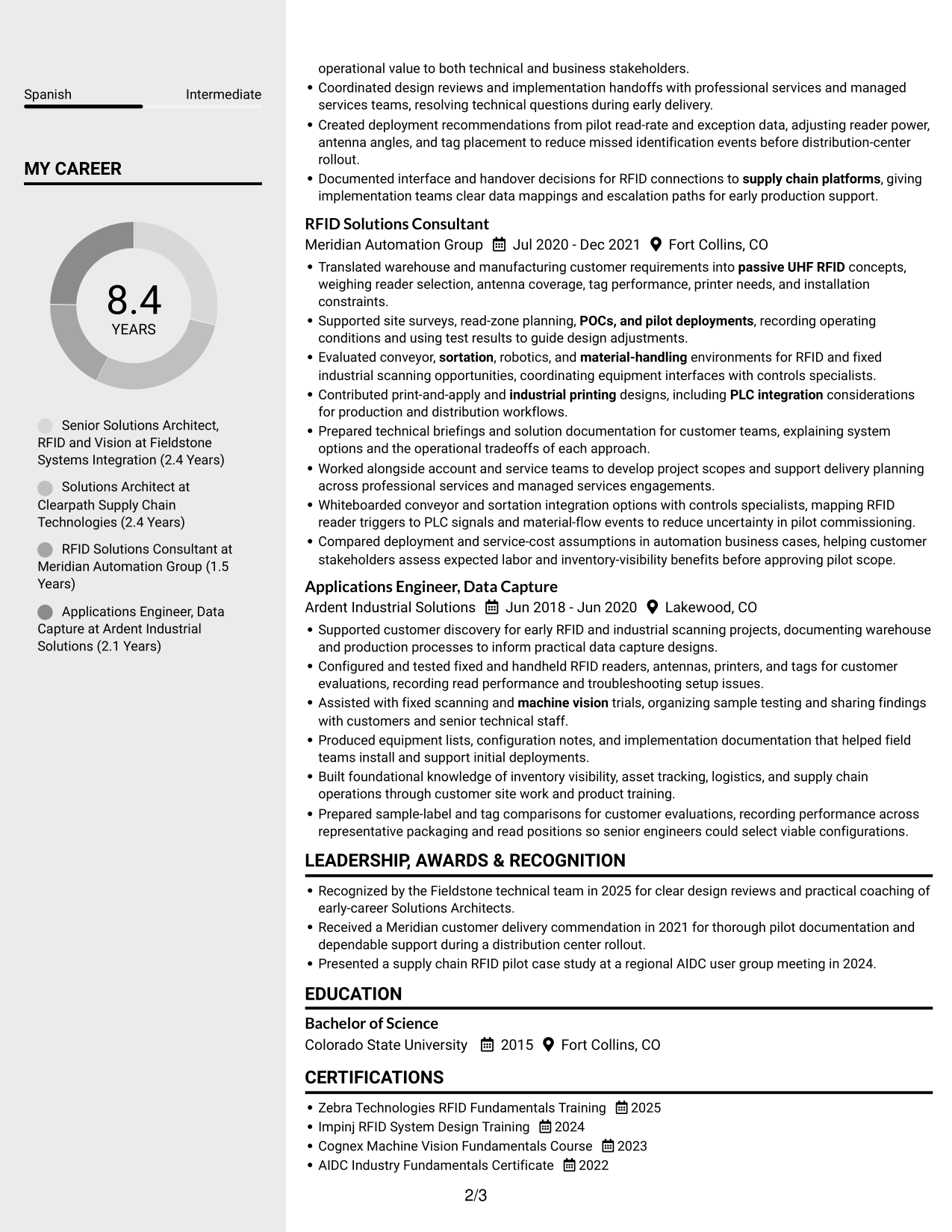 Resume example — page 2