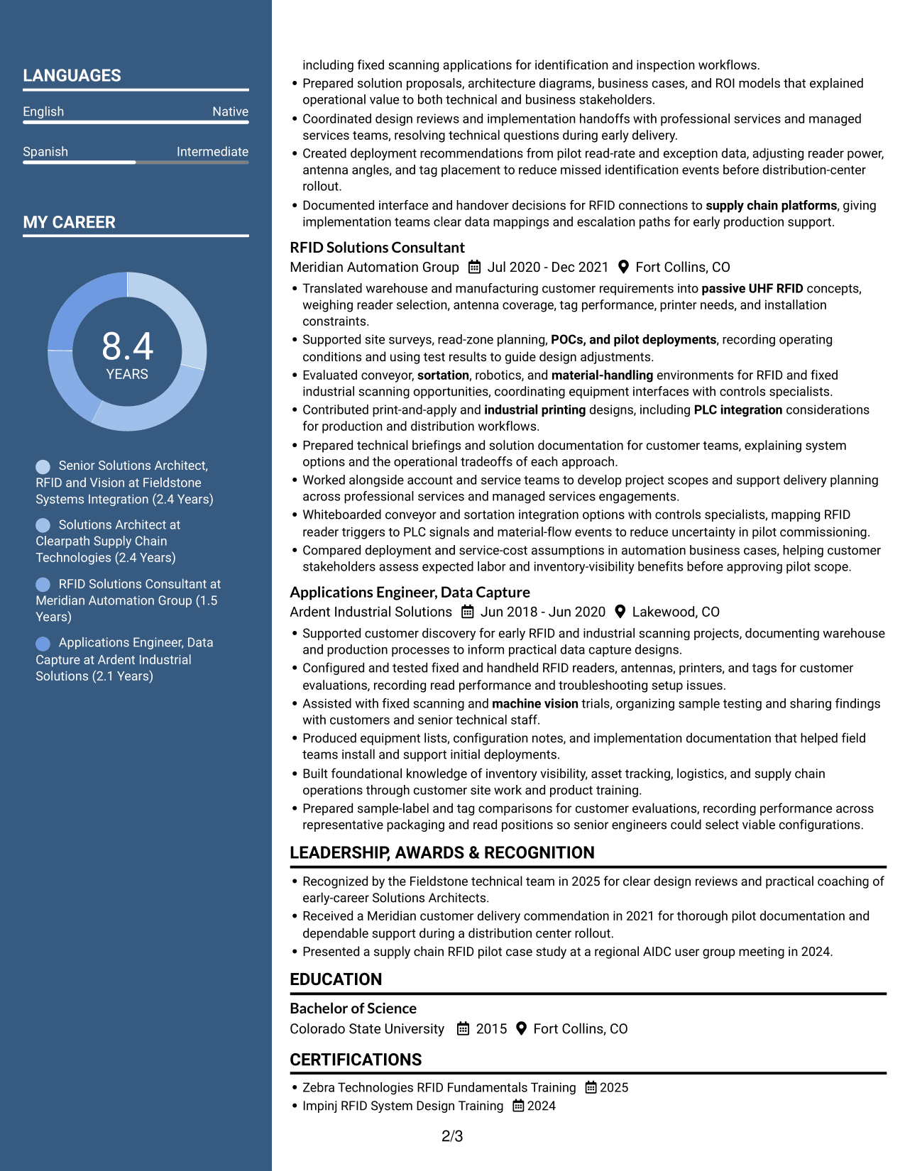 Resume example — page 2