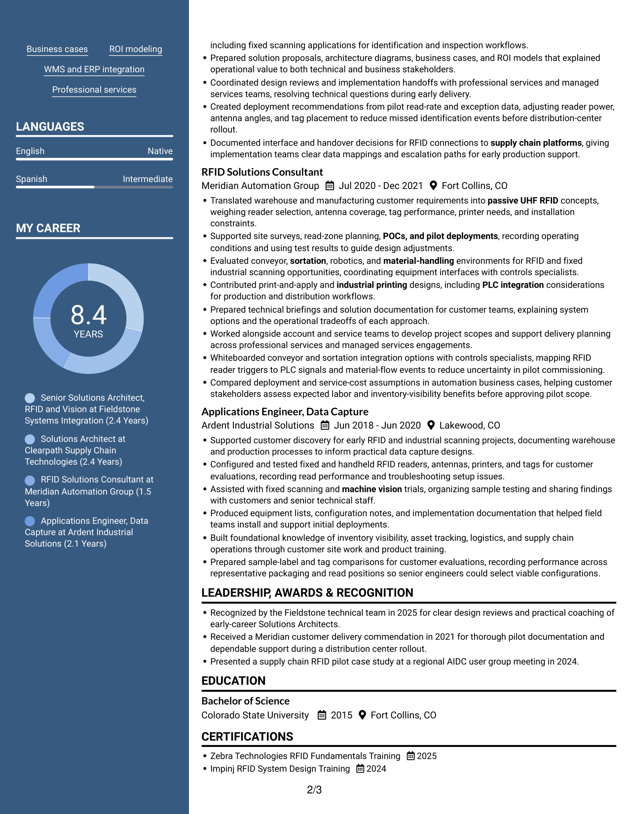 Resume example — page 2