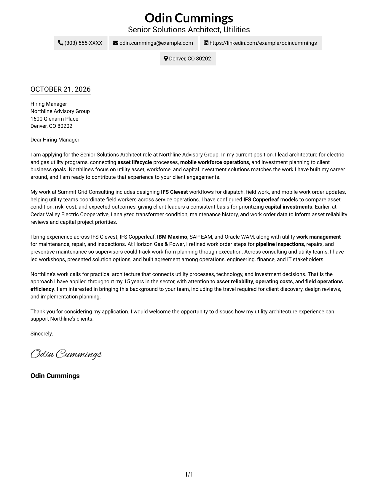 Cover letter example — page 1