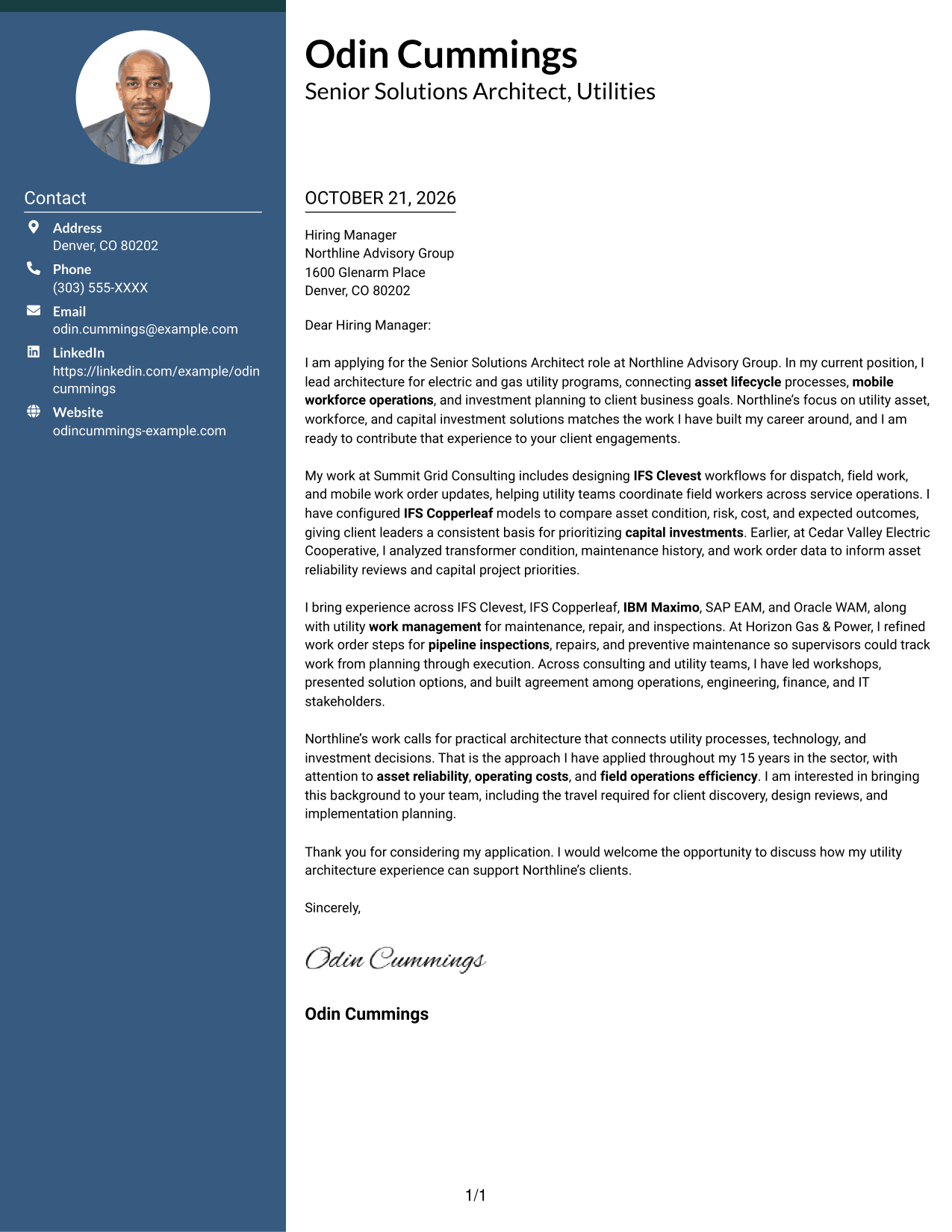Cover letter example — page 1