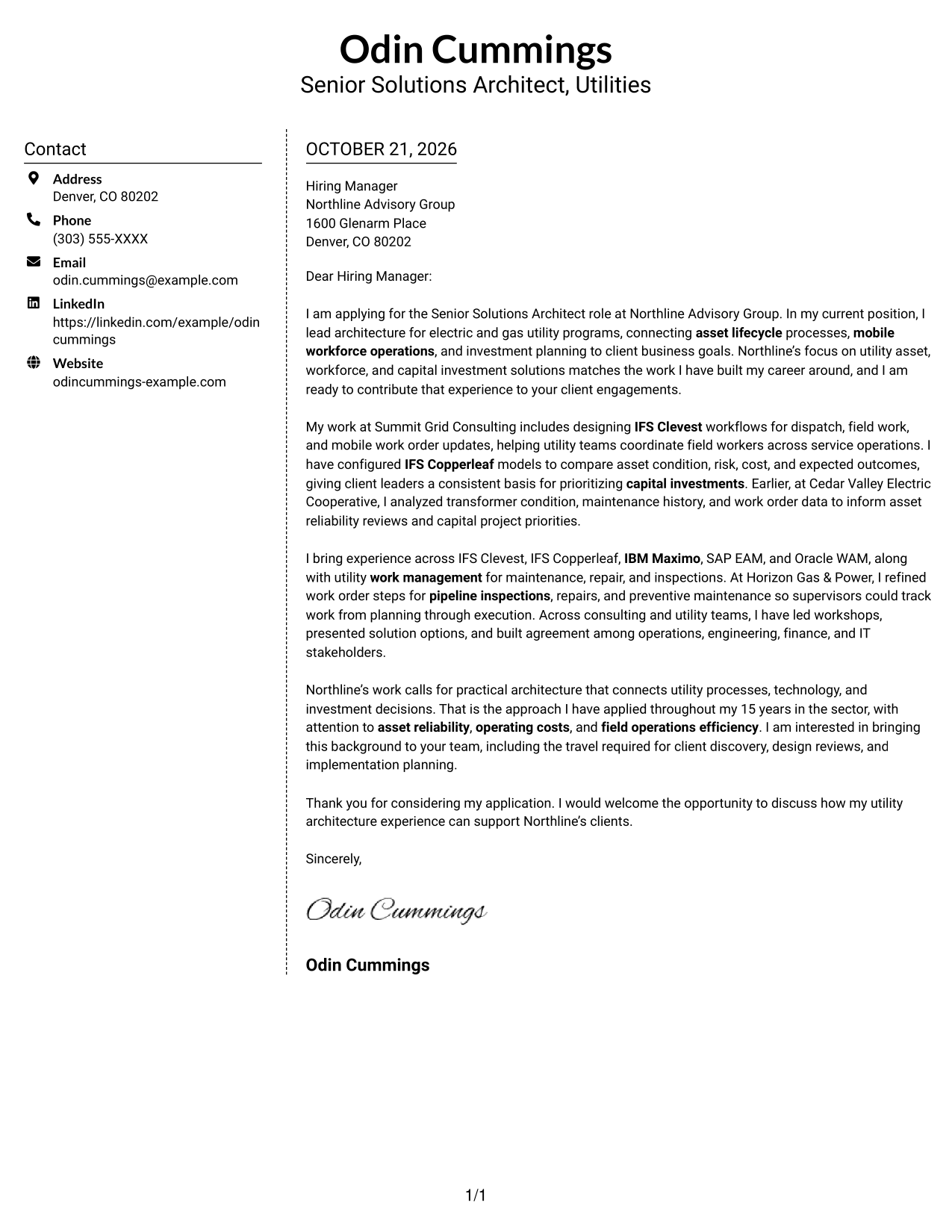 Cover letter example — page 1