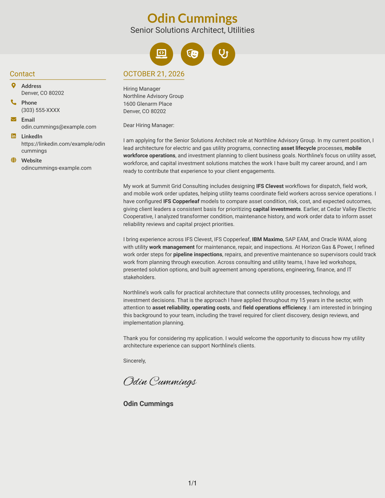 Cover letter example — page 1