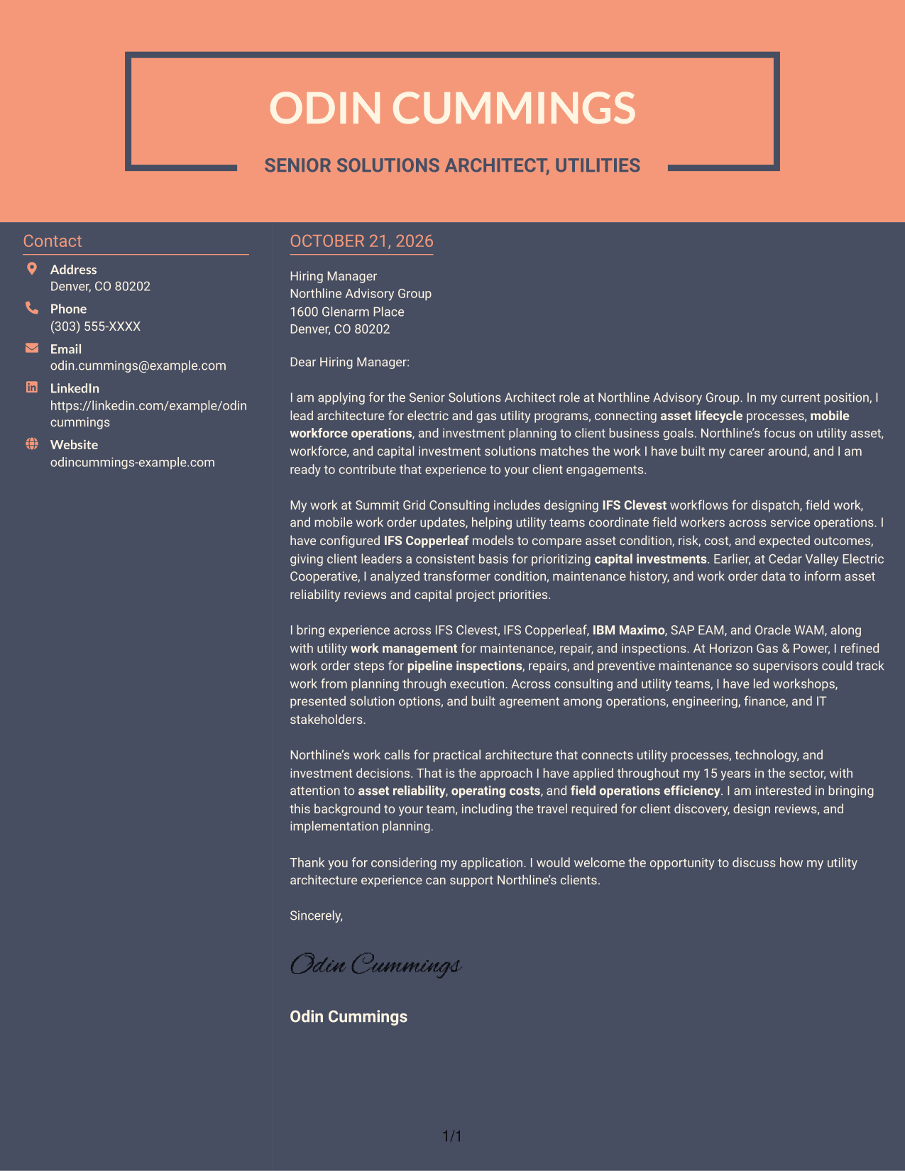 Cover letter example — page 1