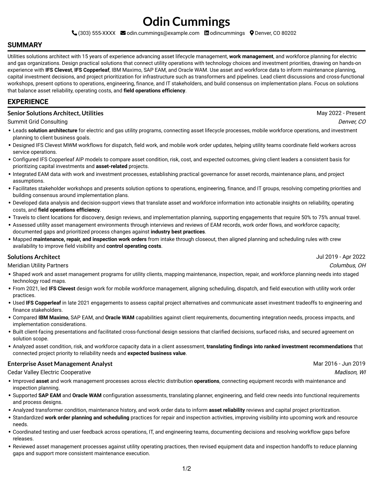 Resume example — page 1