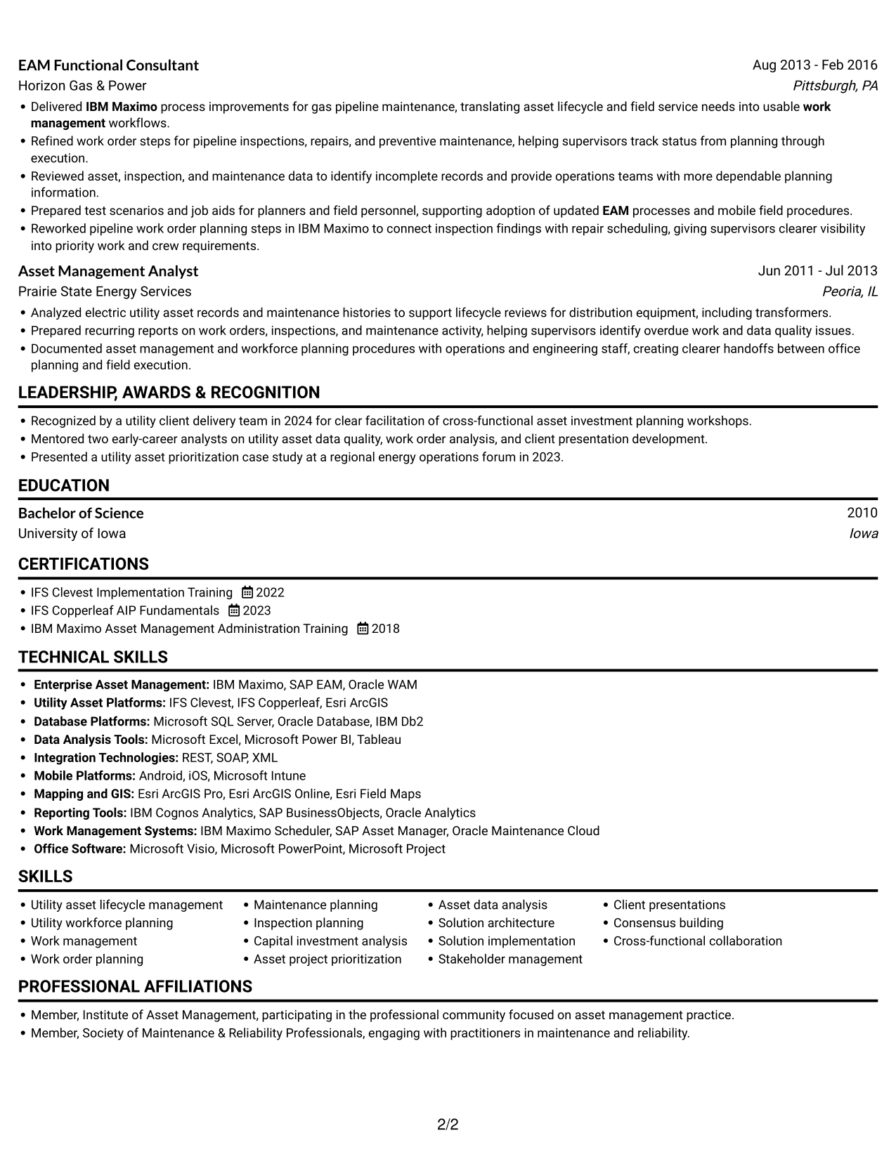 Resume example — page 2