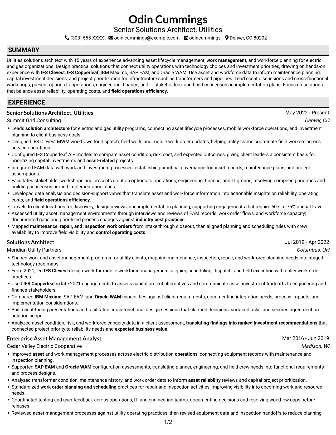 Resume example — page 1