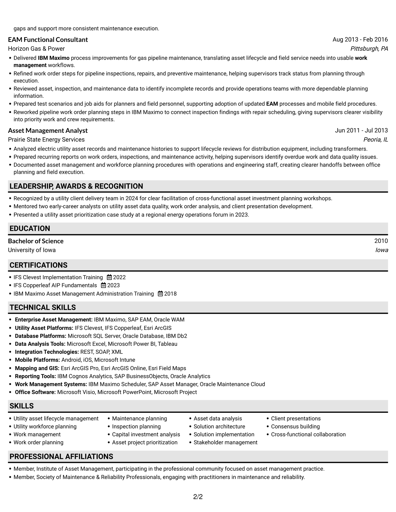 Resume example — page 2
