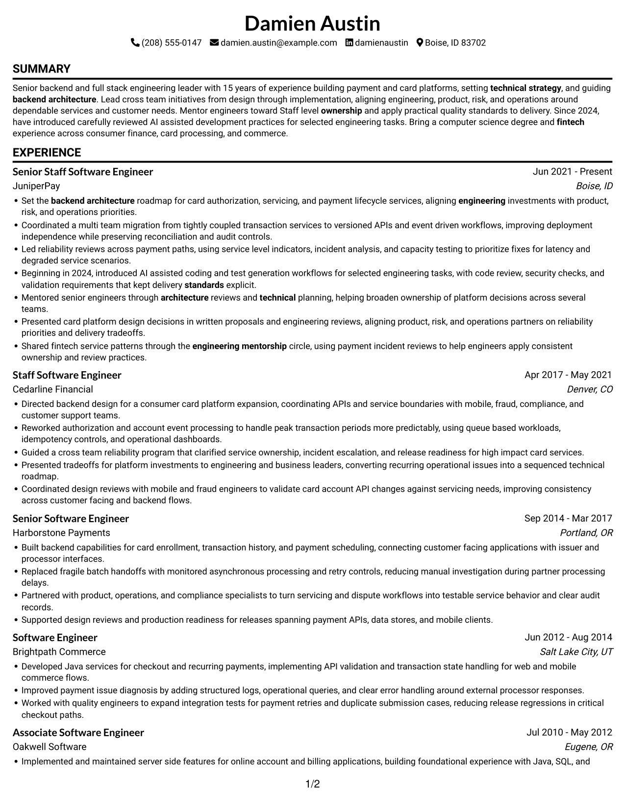 Resume example — page 1
