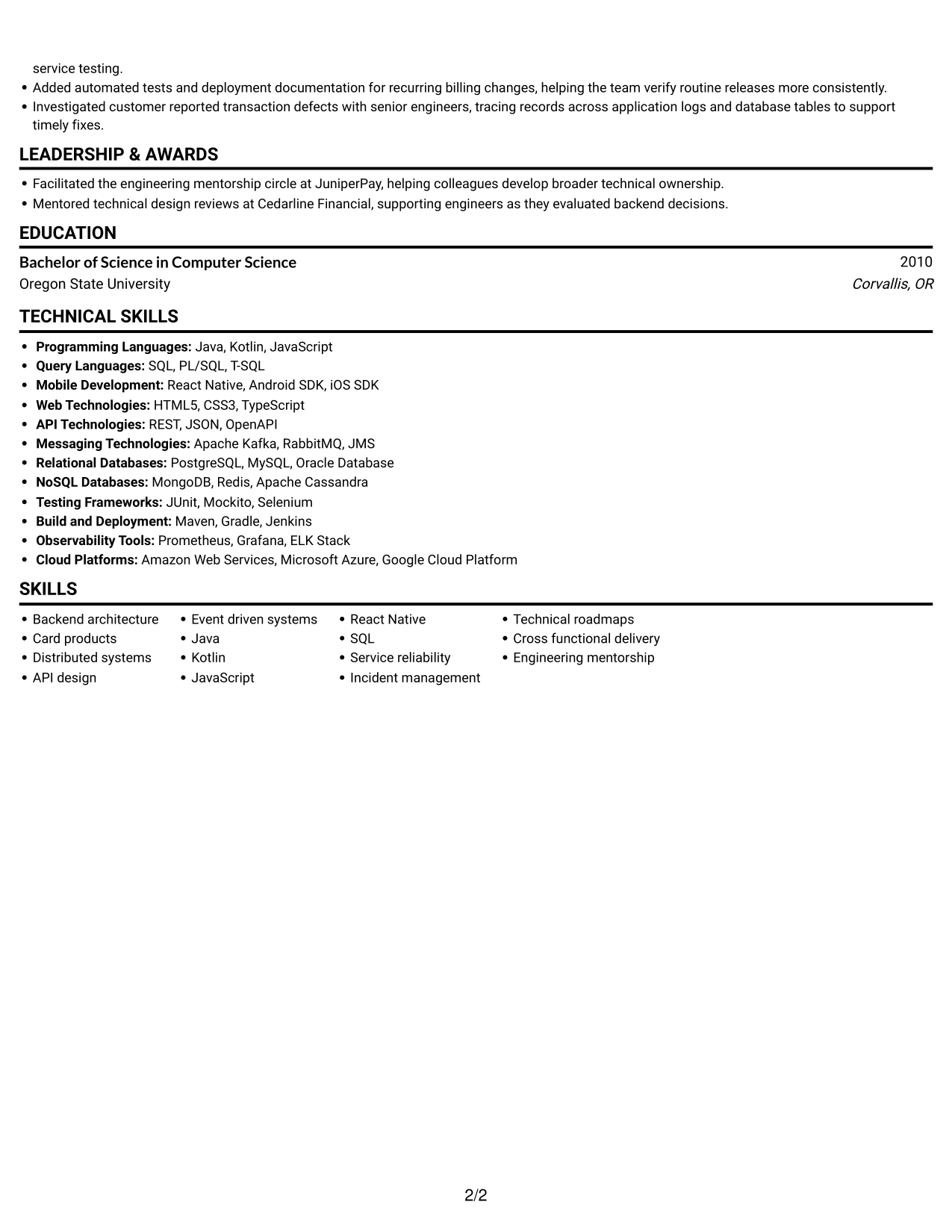 Resume example — page 2