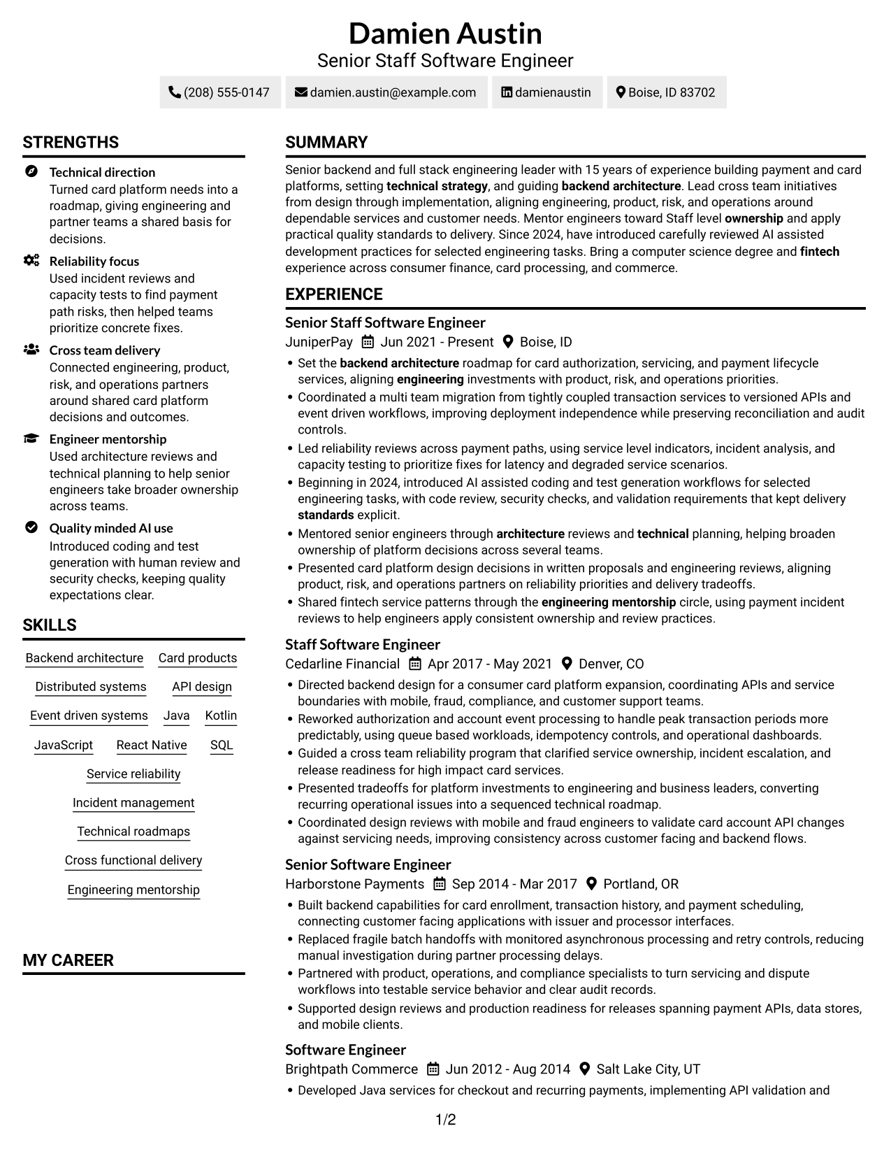 Resume example — page 1