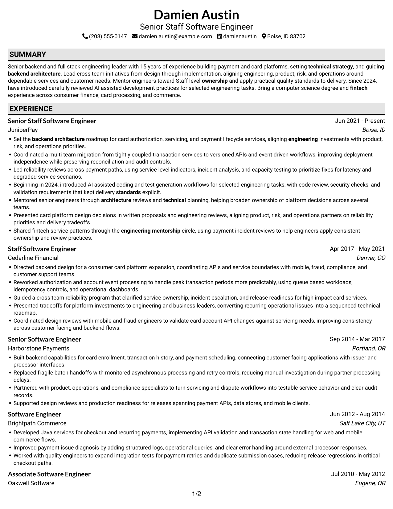 Resume example — page 1