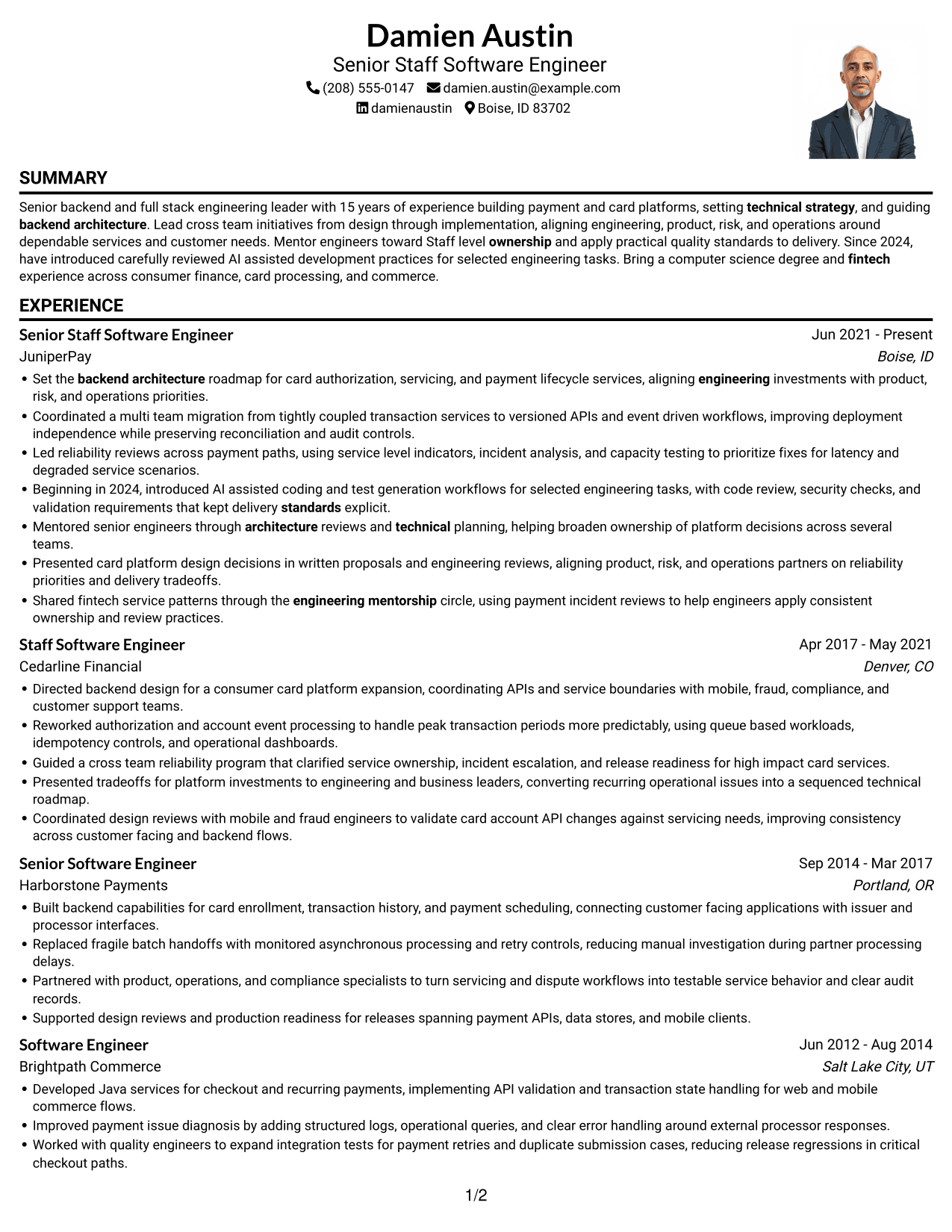 Resume example — page 1