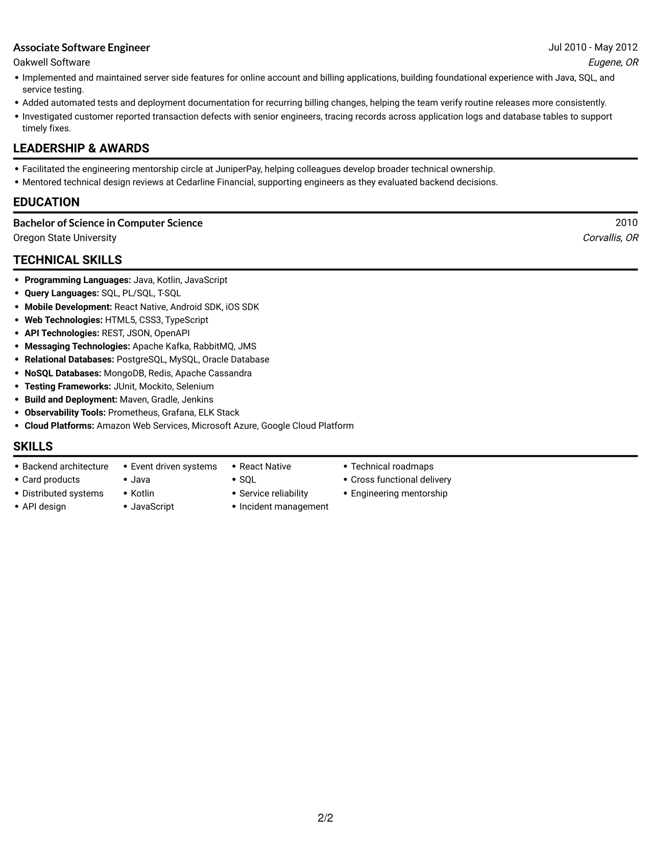 Resume example — page 2