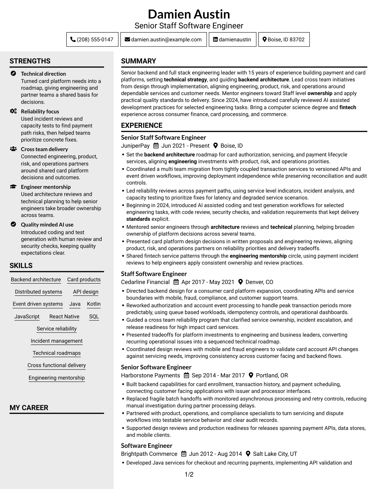 Resume example — page 1