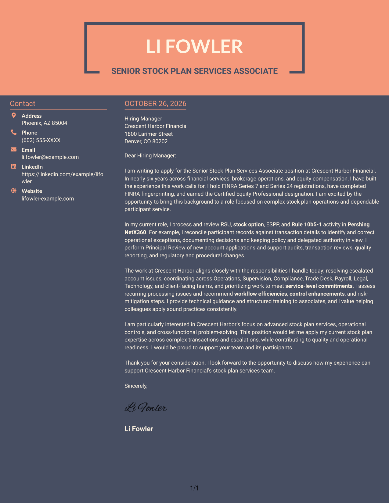 Cover letter example — page 1