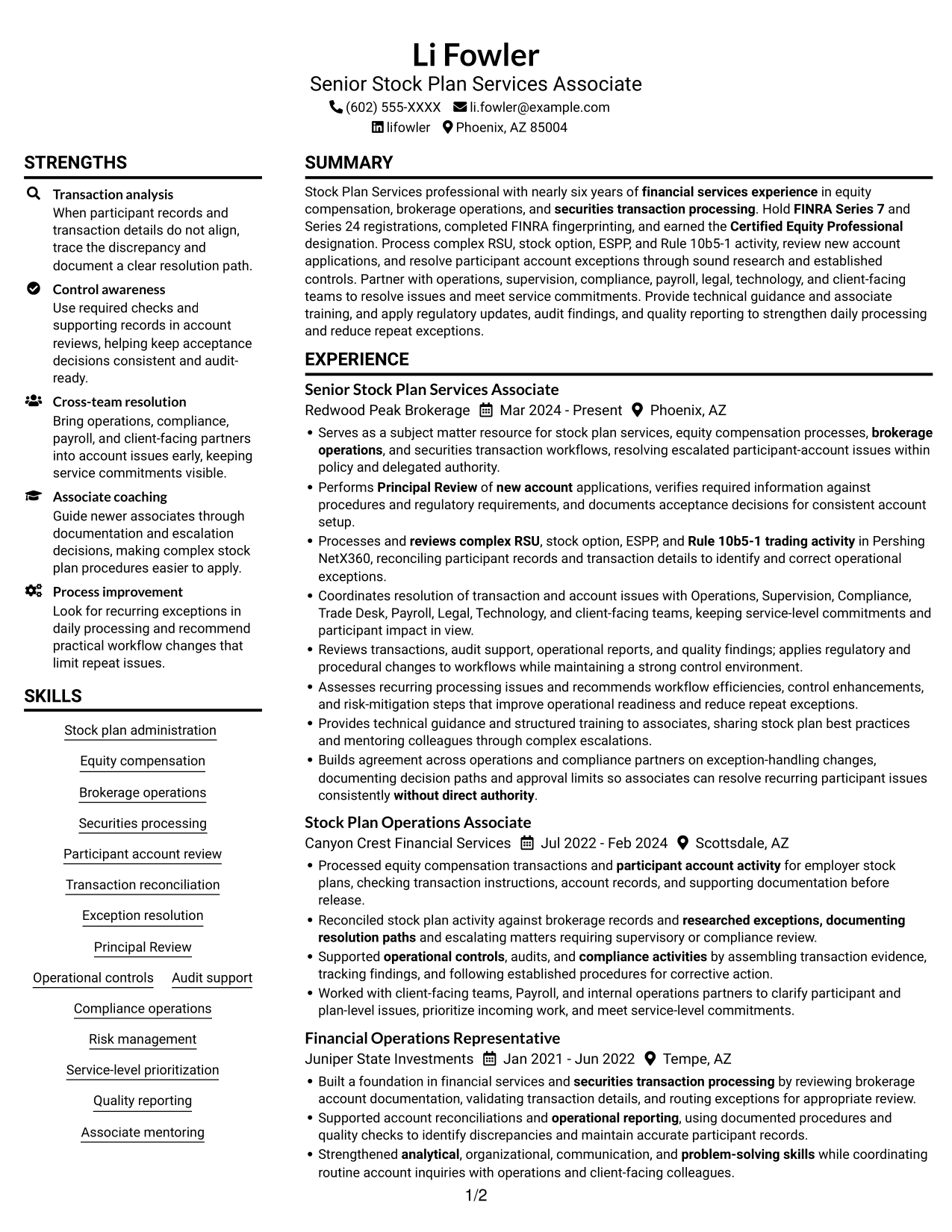 Resume example — page 1