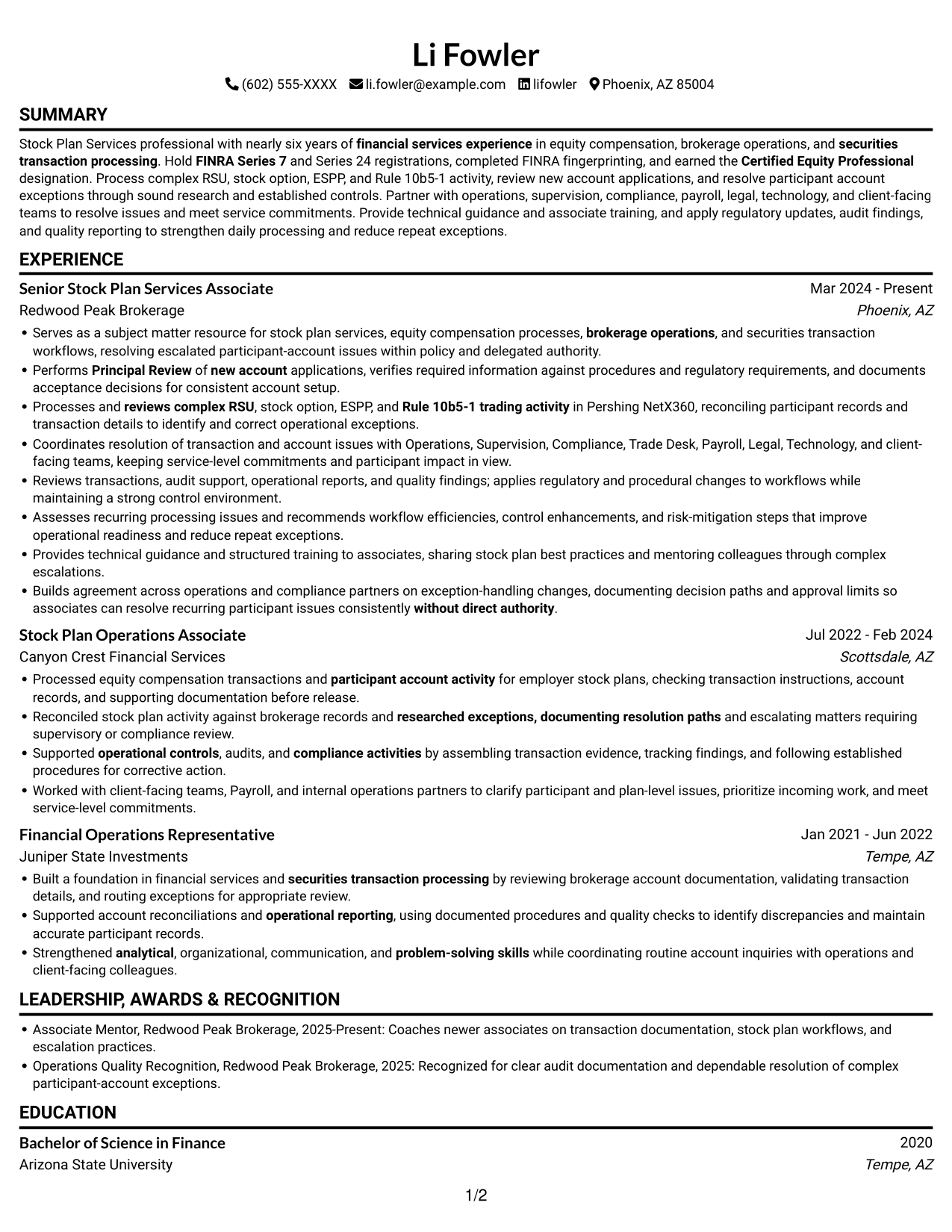 Resume example — page 1
