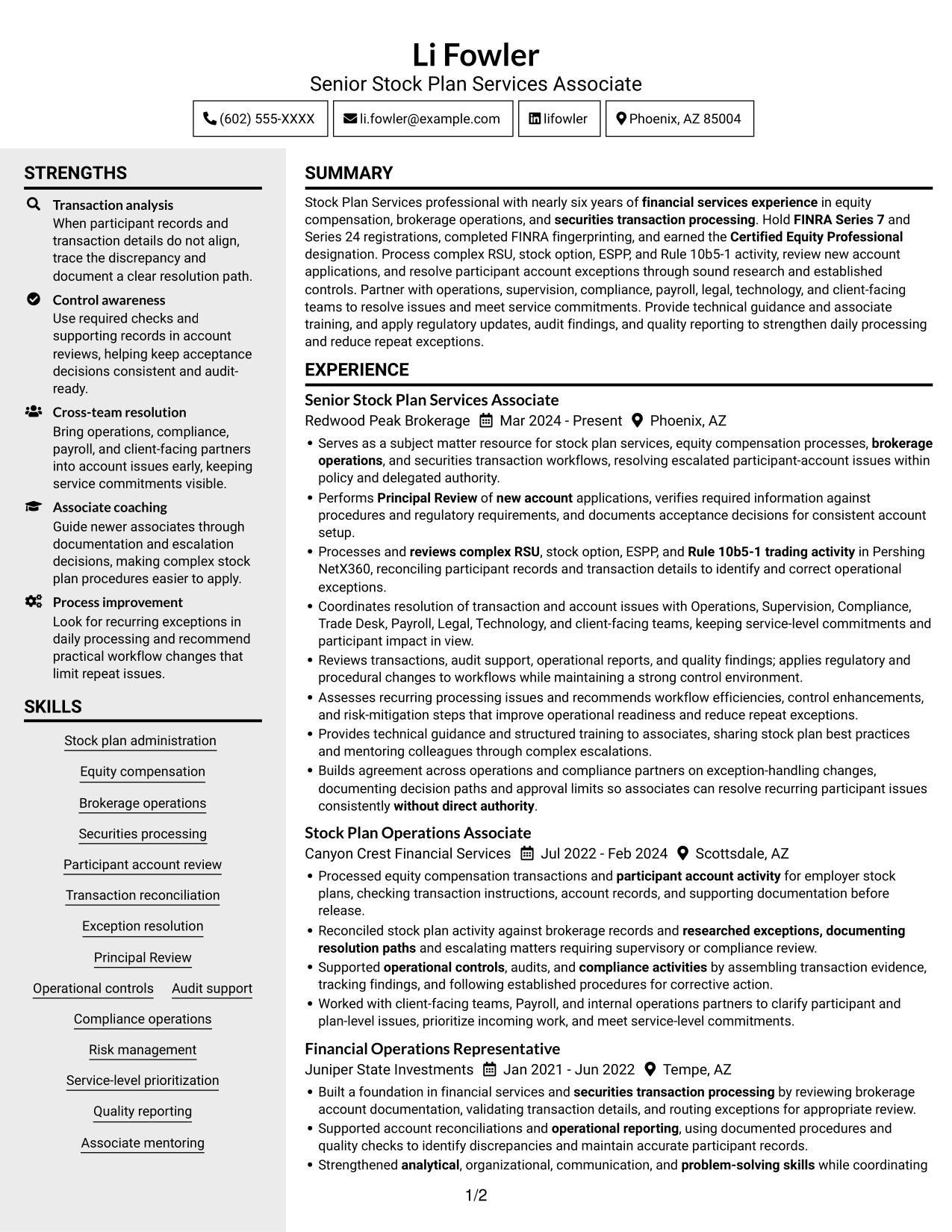 Resume example — page 1
