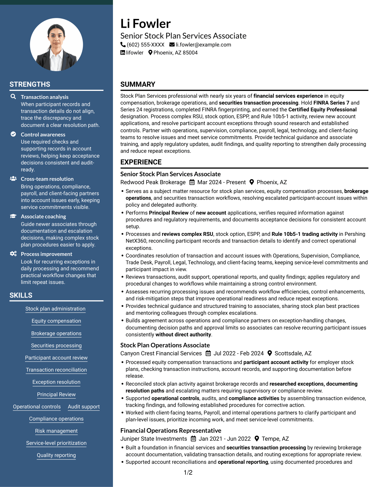 Resume example — page 1