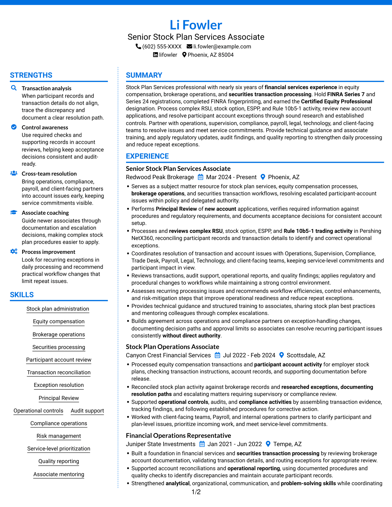 Resume example — page 1
