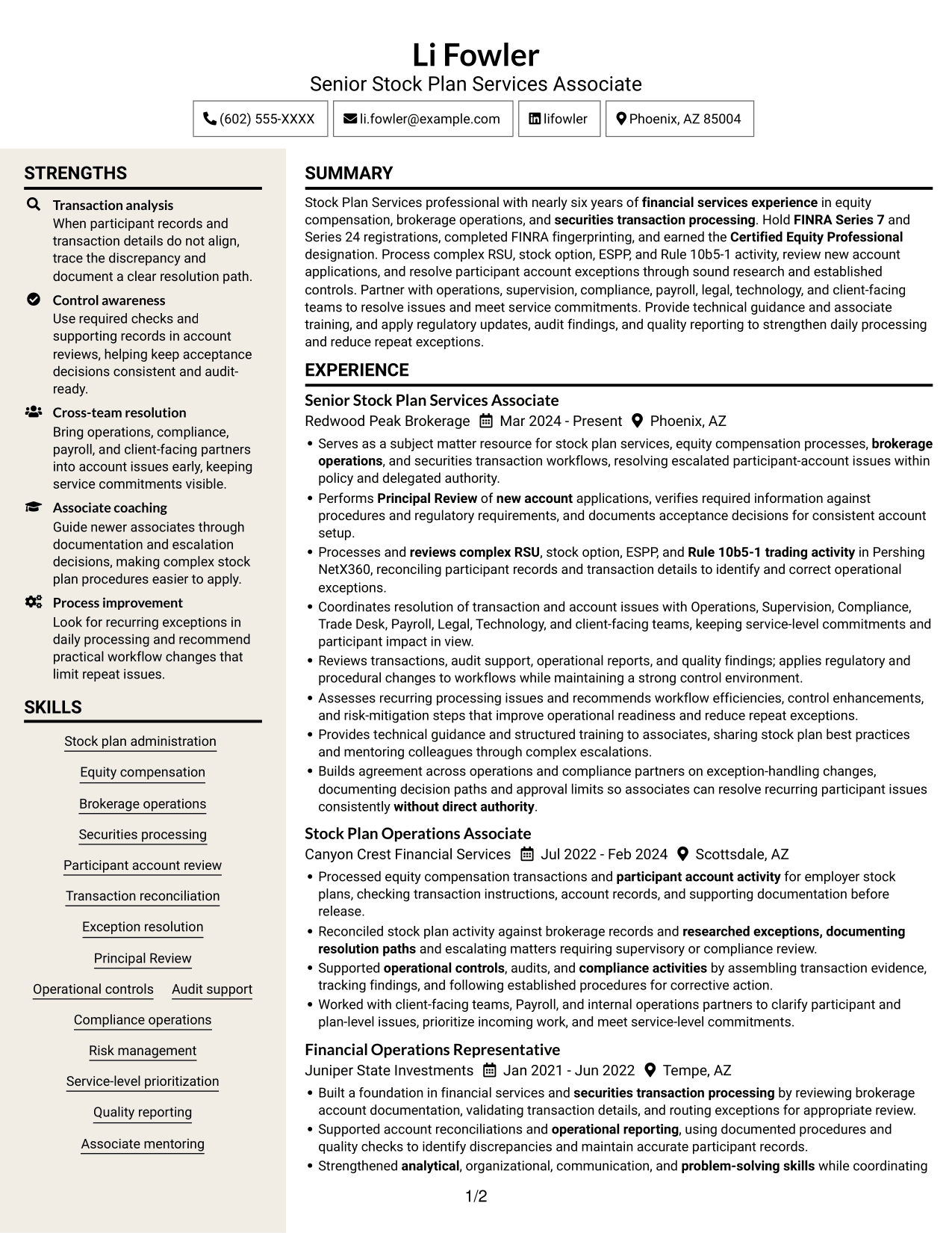Resume example — page 1