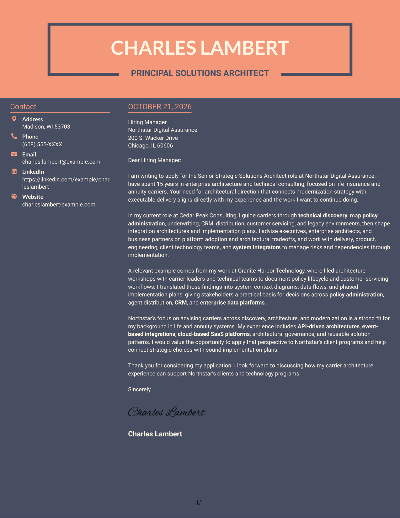 Cover letter example — page 1