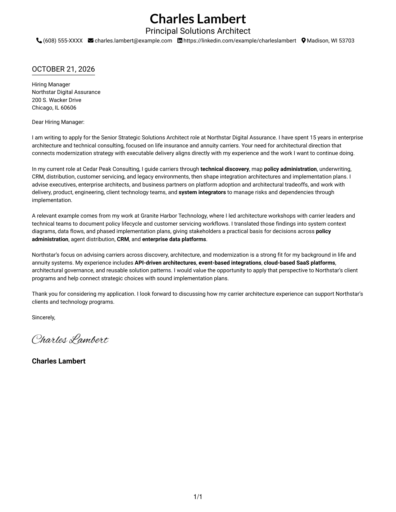 Cover letter example — page 1