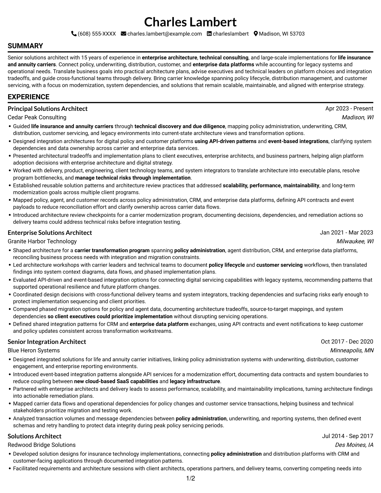 Resume example — page 1