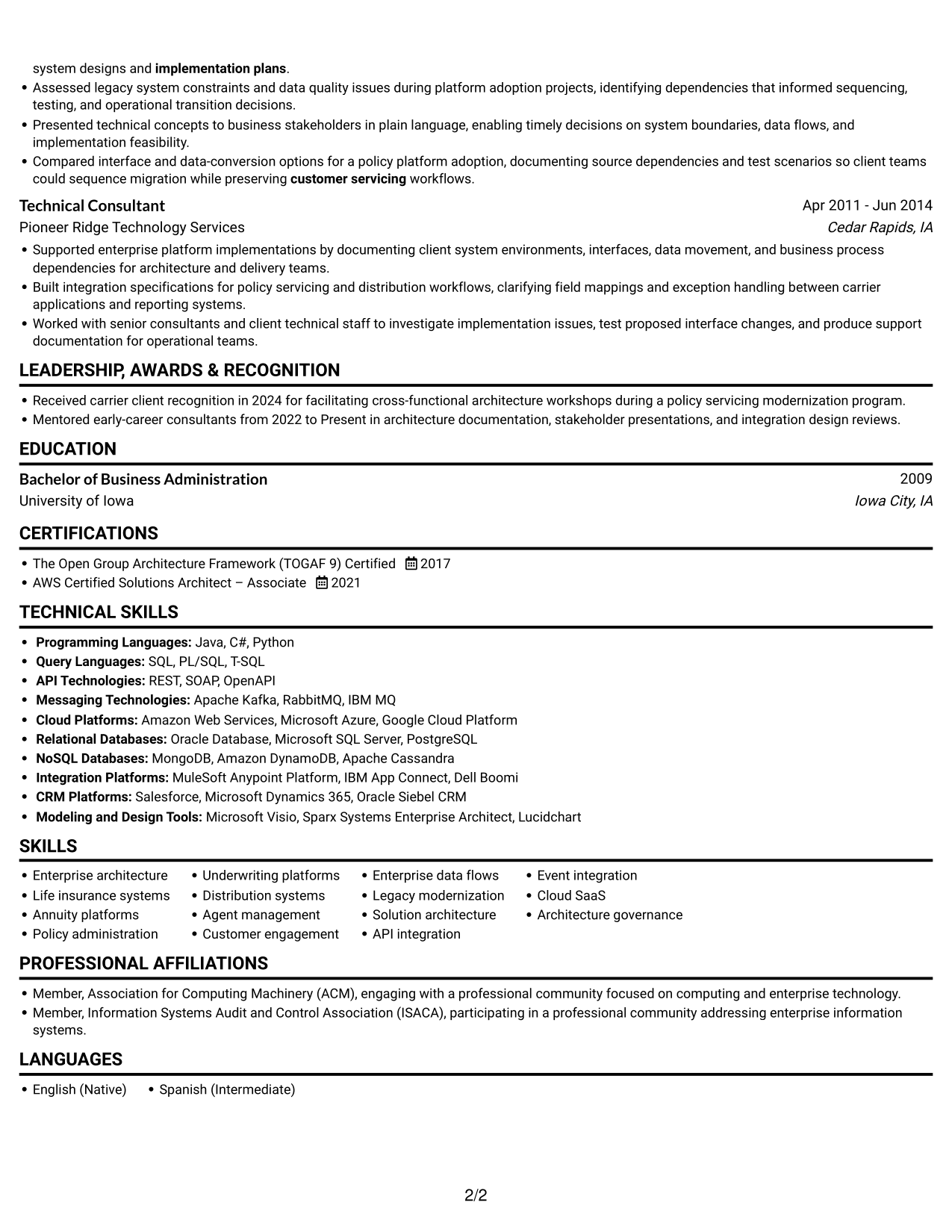 Resume example — page 2