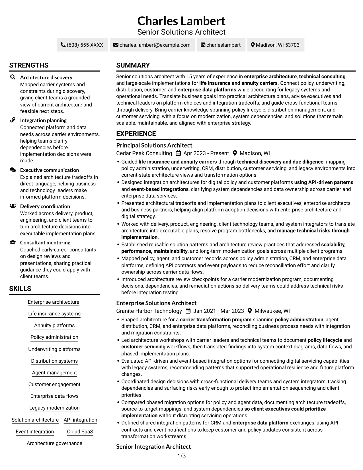 Resume example — page 1