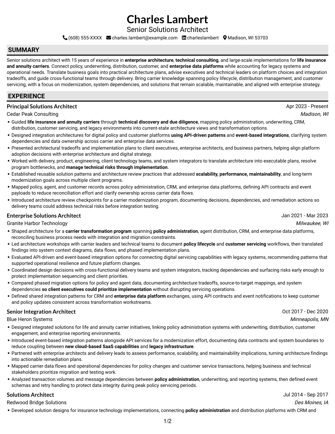 Resume example — page 1