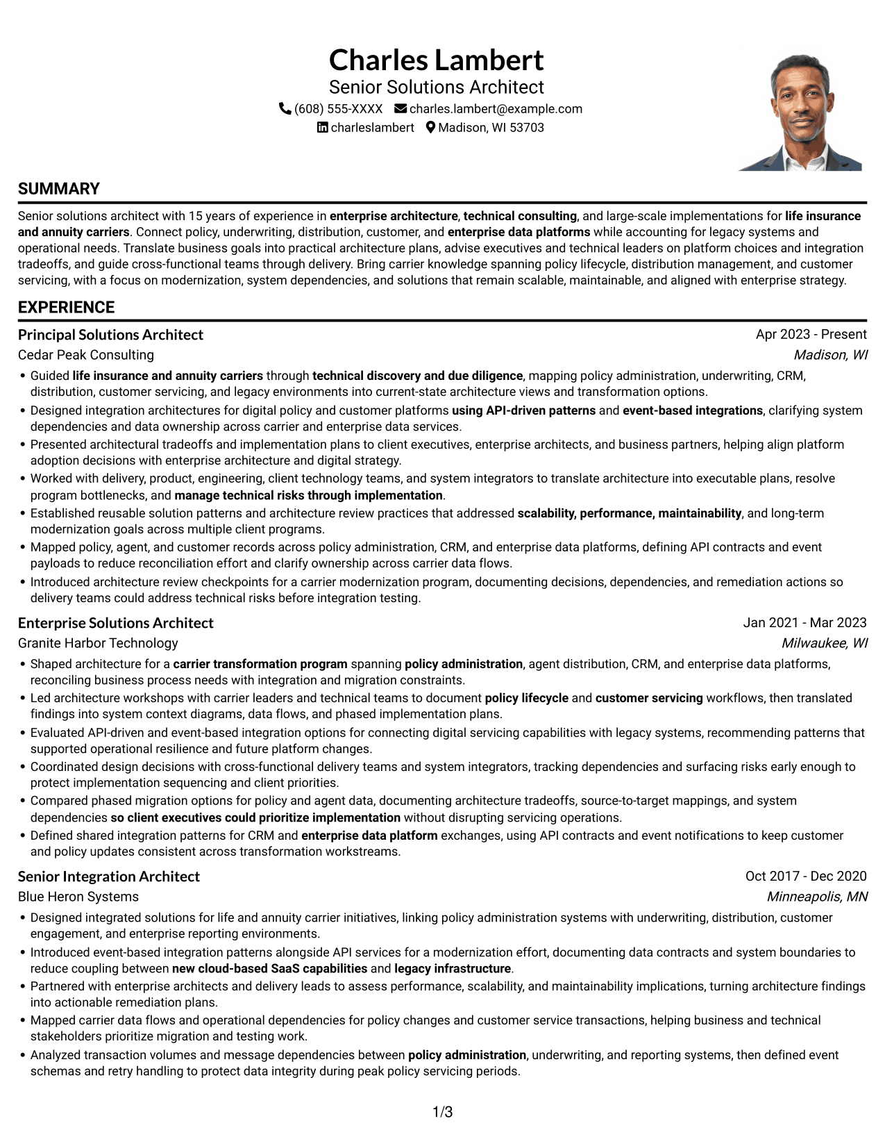 Resume example — page 1