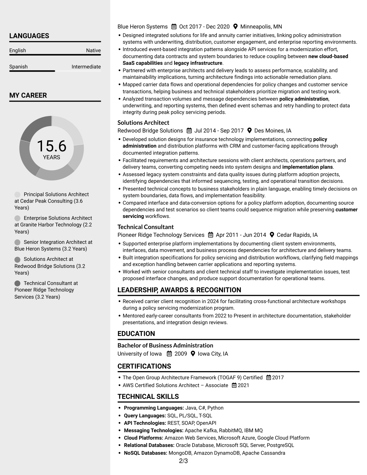 Resume example — page 2