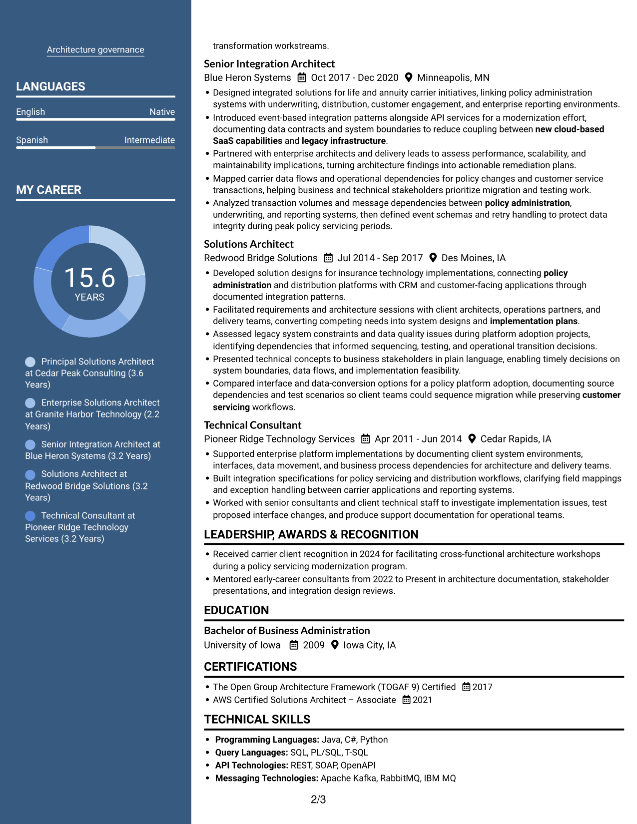 Resume example — page 2