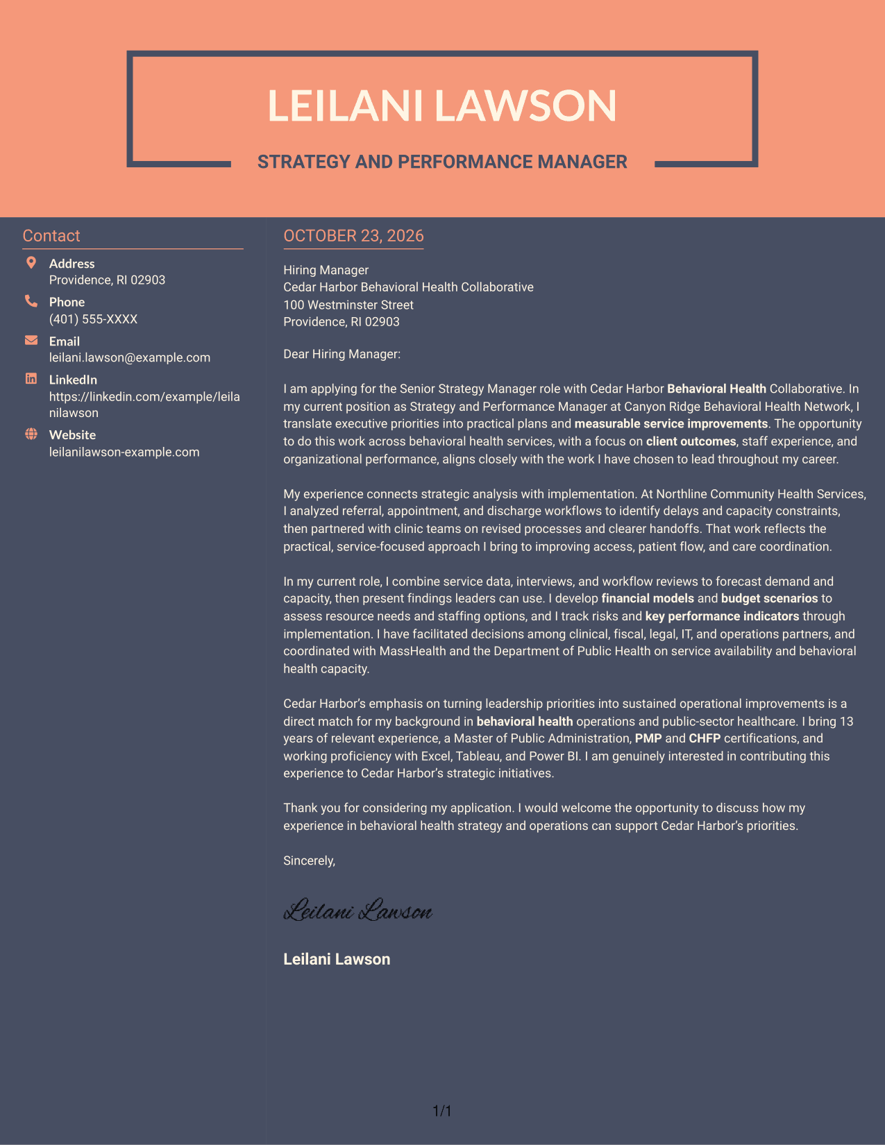 Cover letter example — page 1