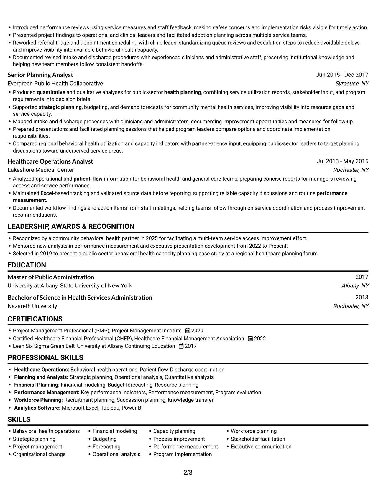 Resume example — page 2
