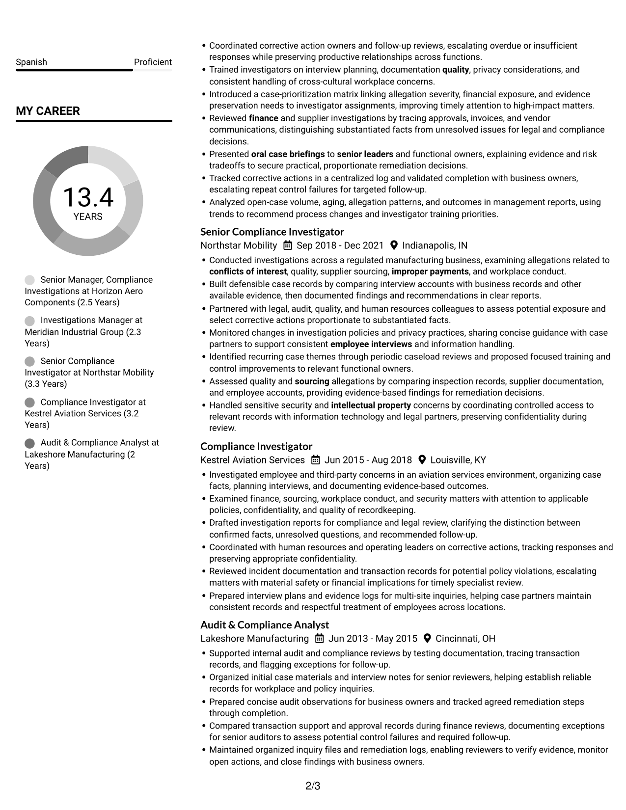 Resume example — page 2