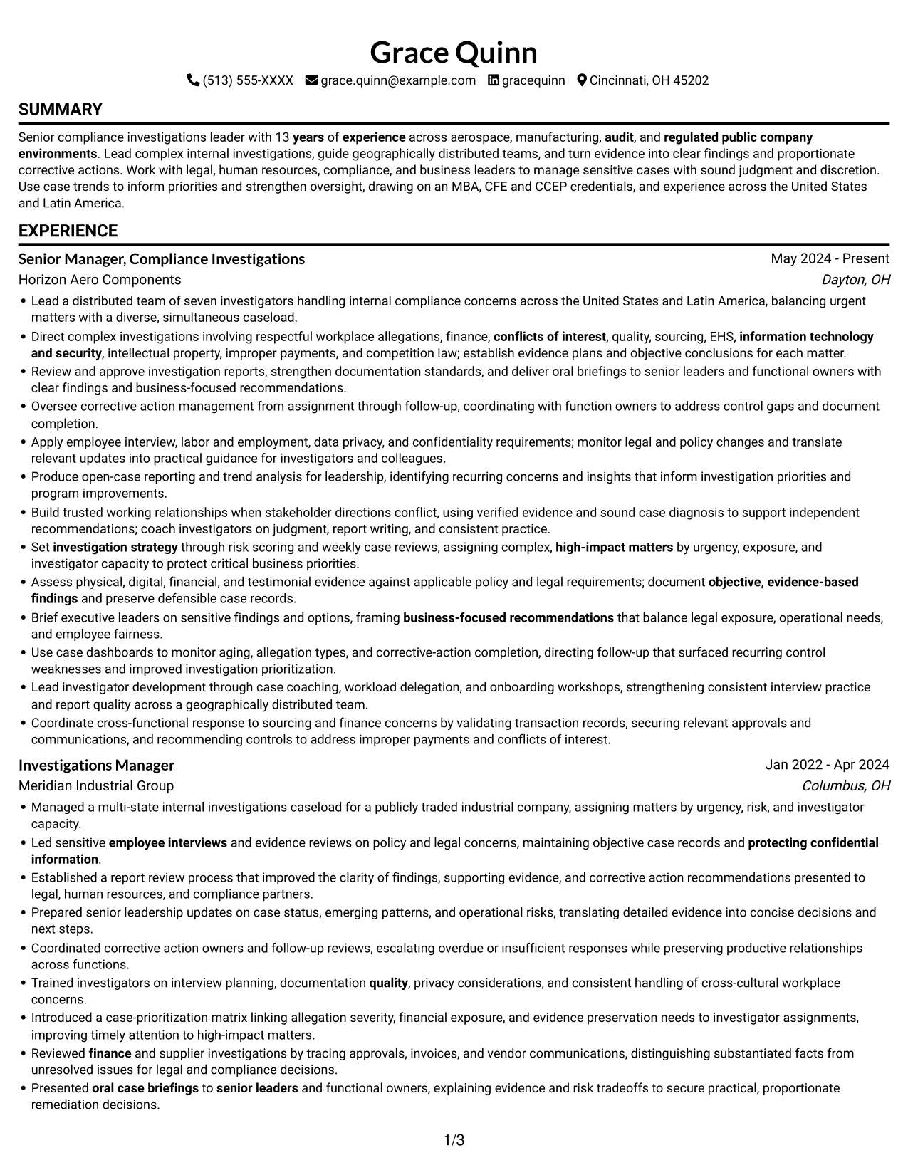 Resume example — page 1