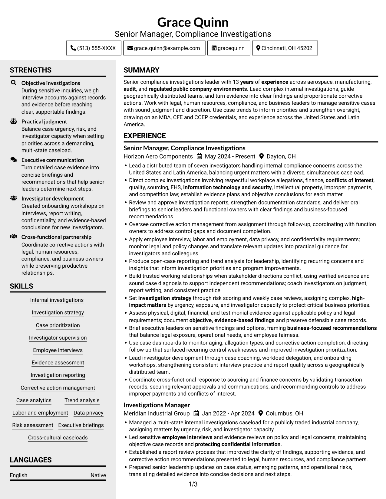 Resume example — page 1