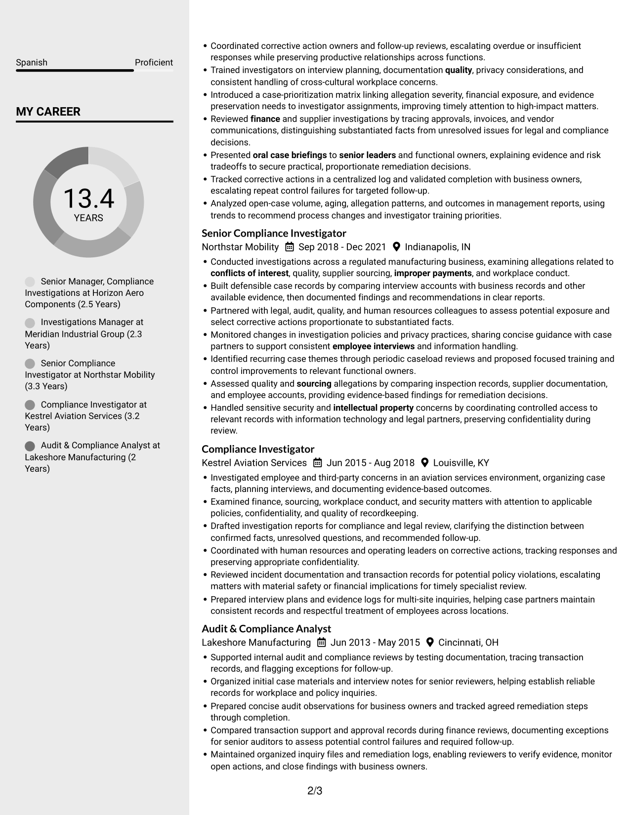 Resume example — page 2