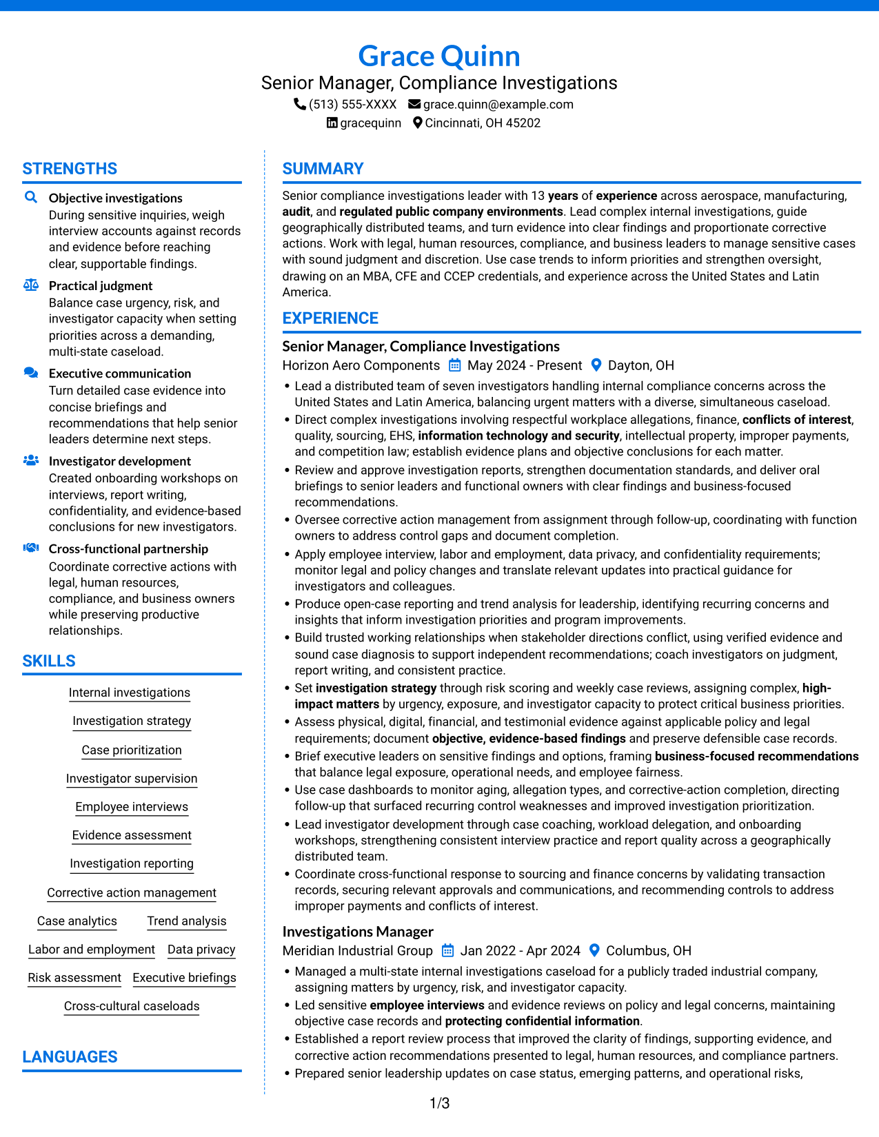 Resume example — page 1