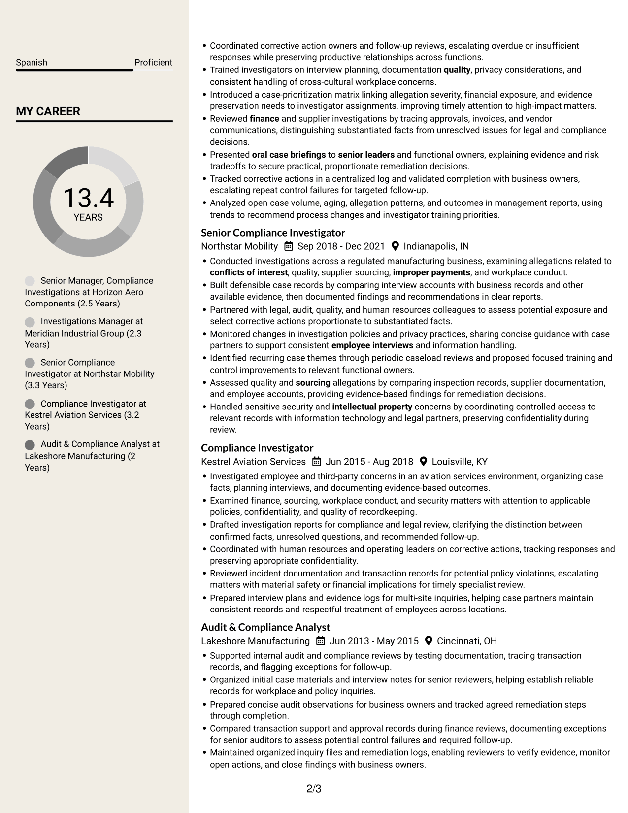 Resume example — page 2