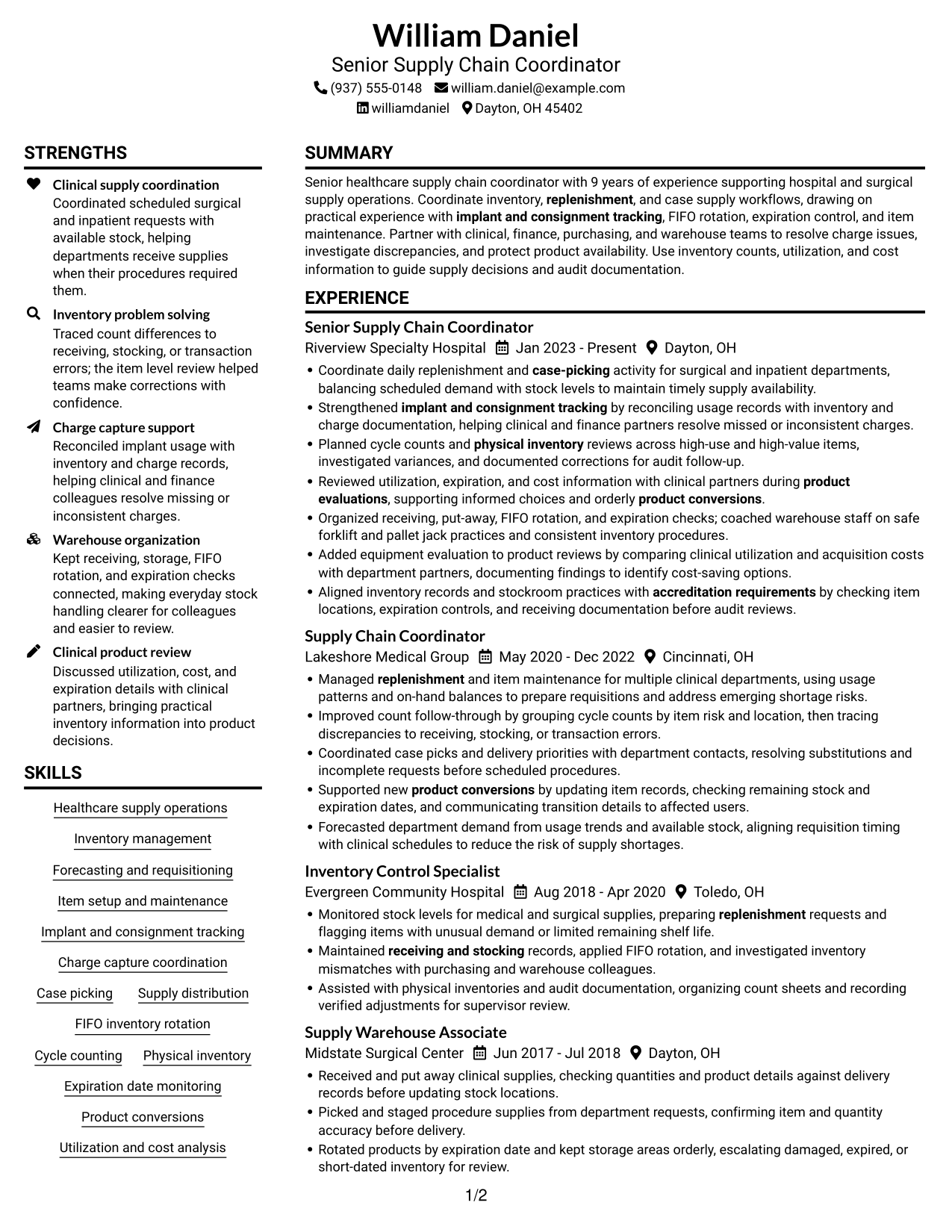 Resume example — page 1