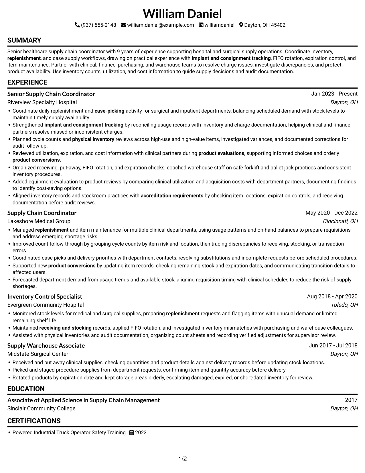 Resume example — page 1