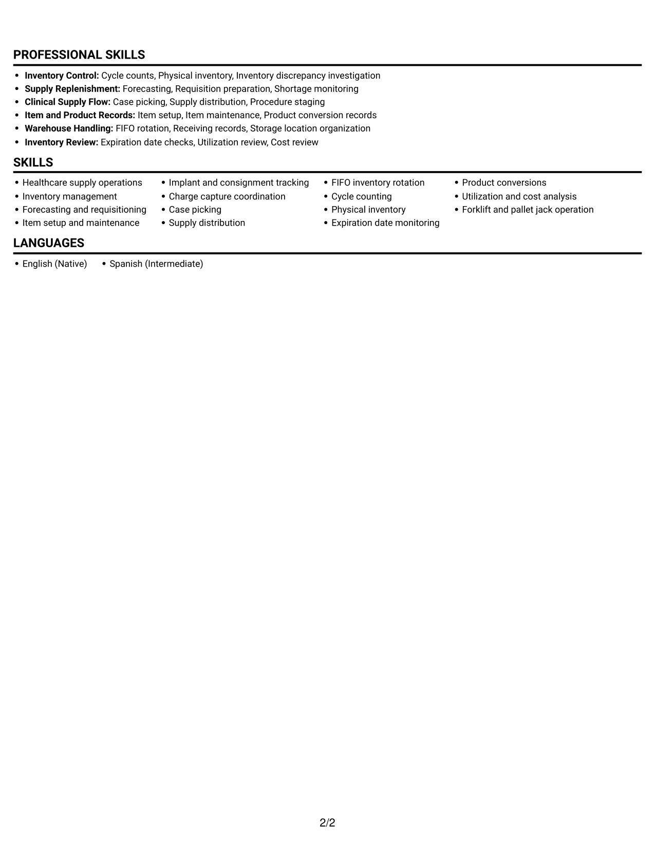 Resume example — page 2