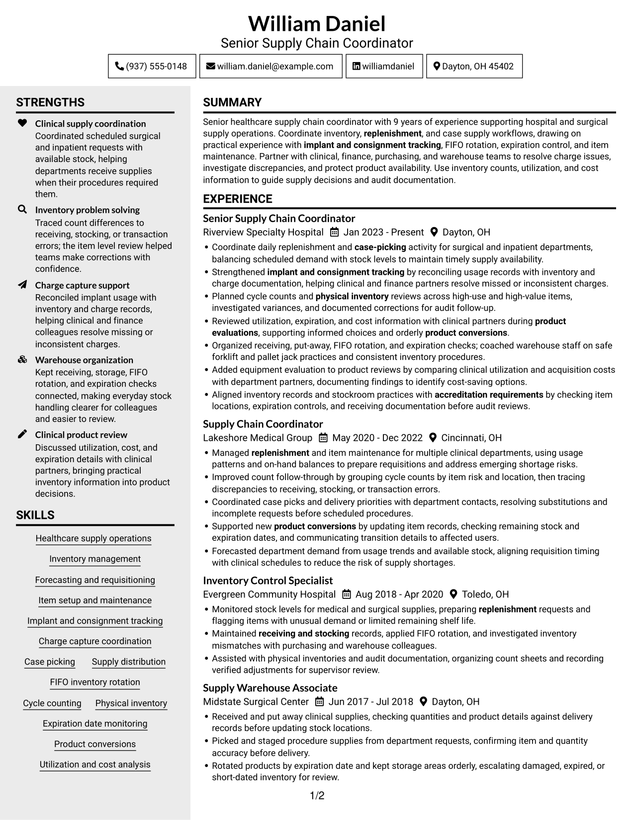 Resume example — page 1