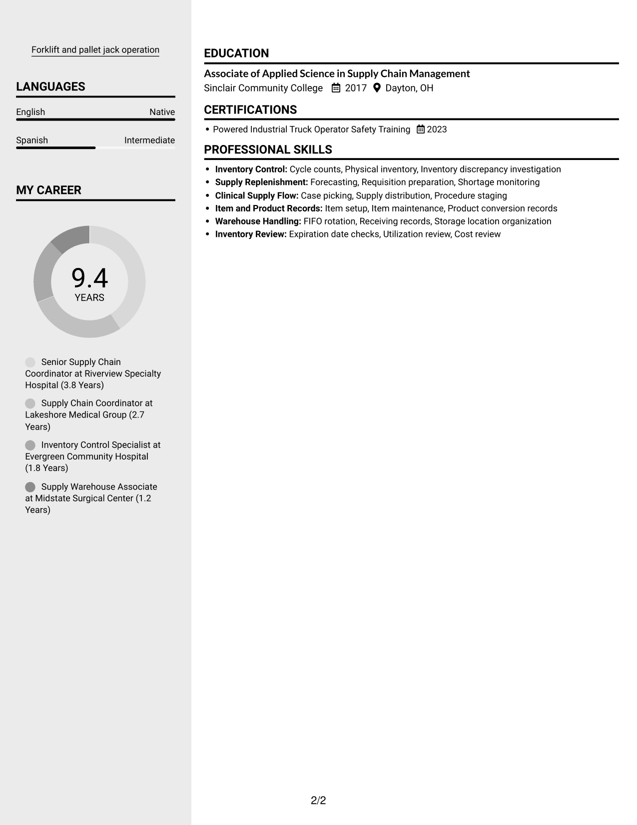 Resume example — page 2