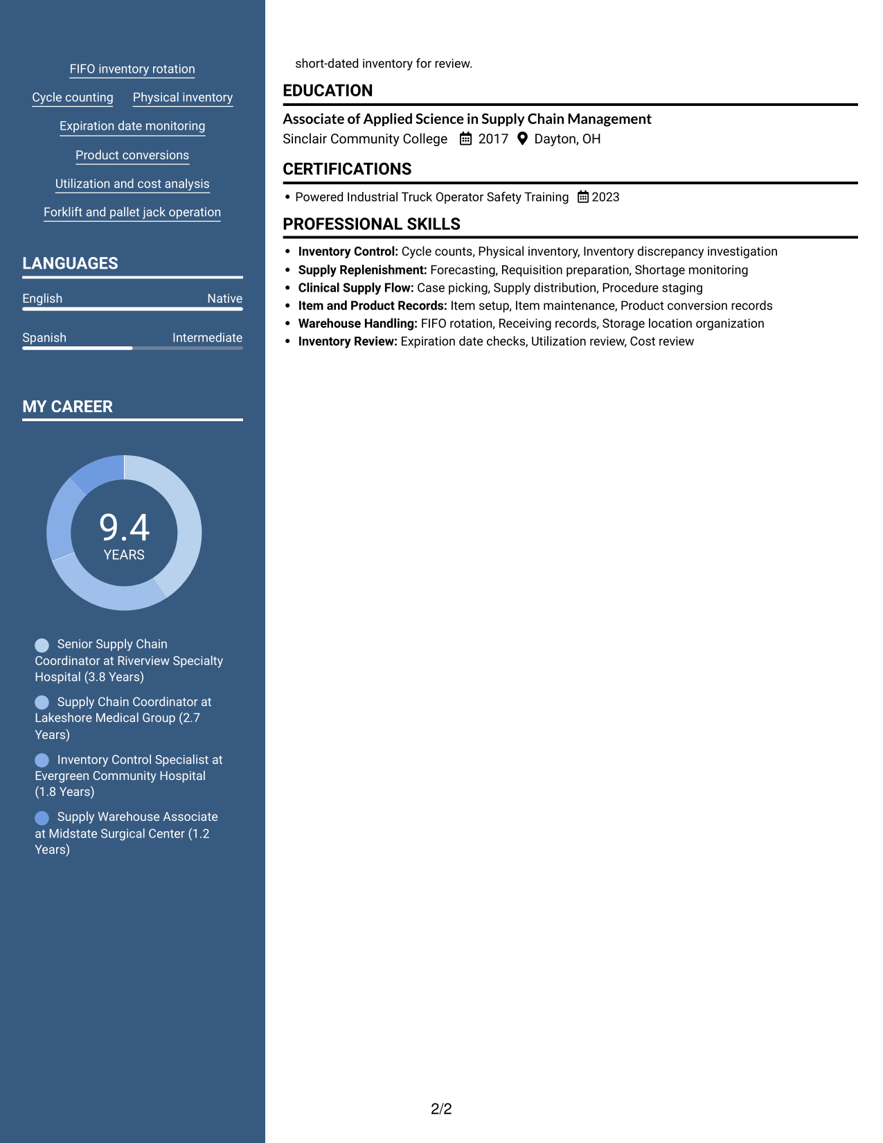 Resume example — page 2