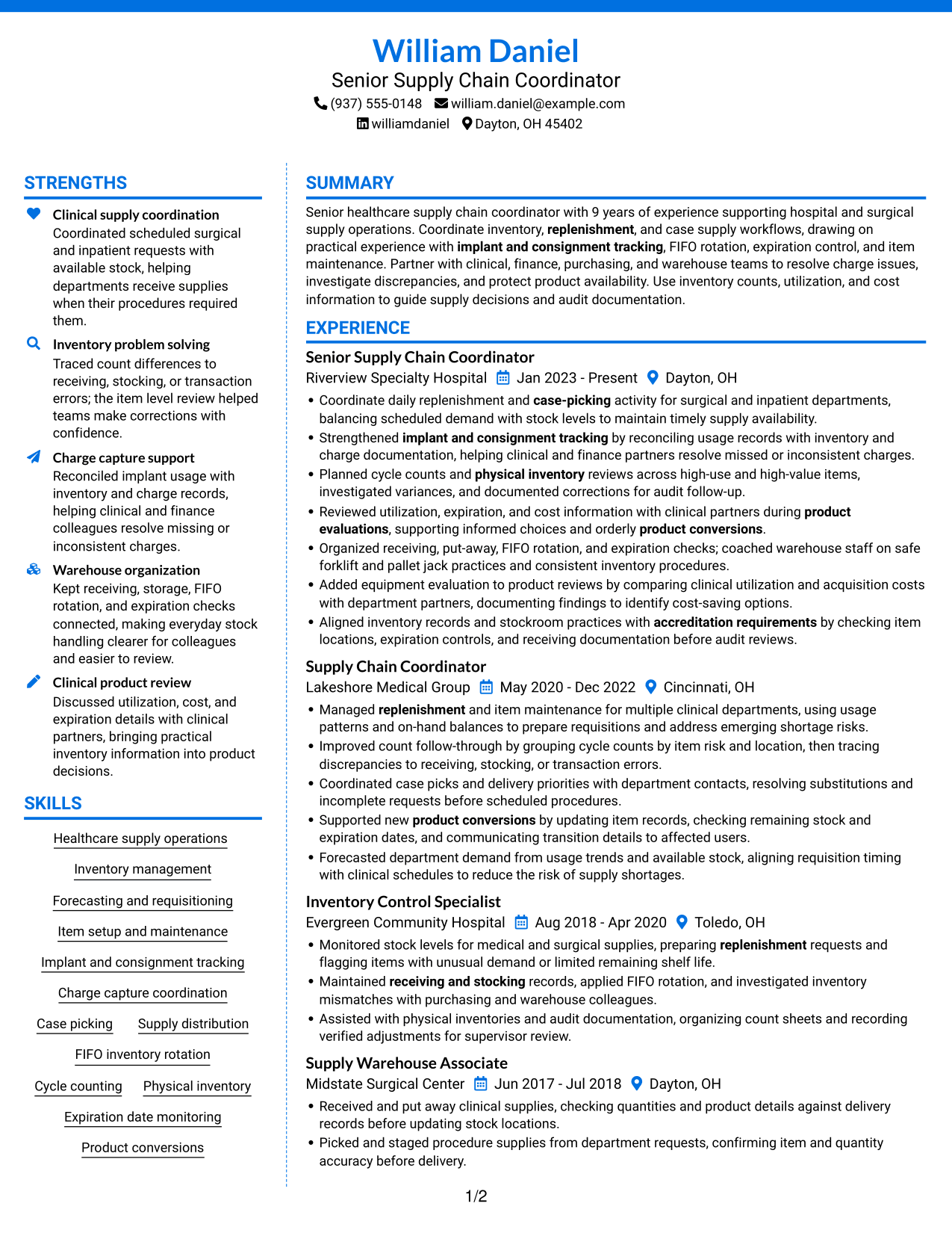 Resume example — page 1